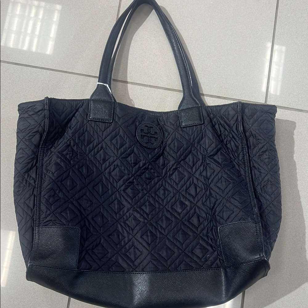 Tory Burch Black Quilted Tote Bag